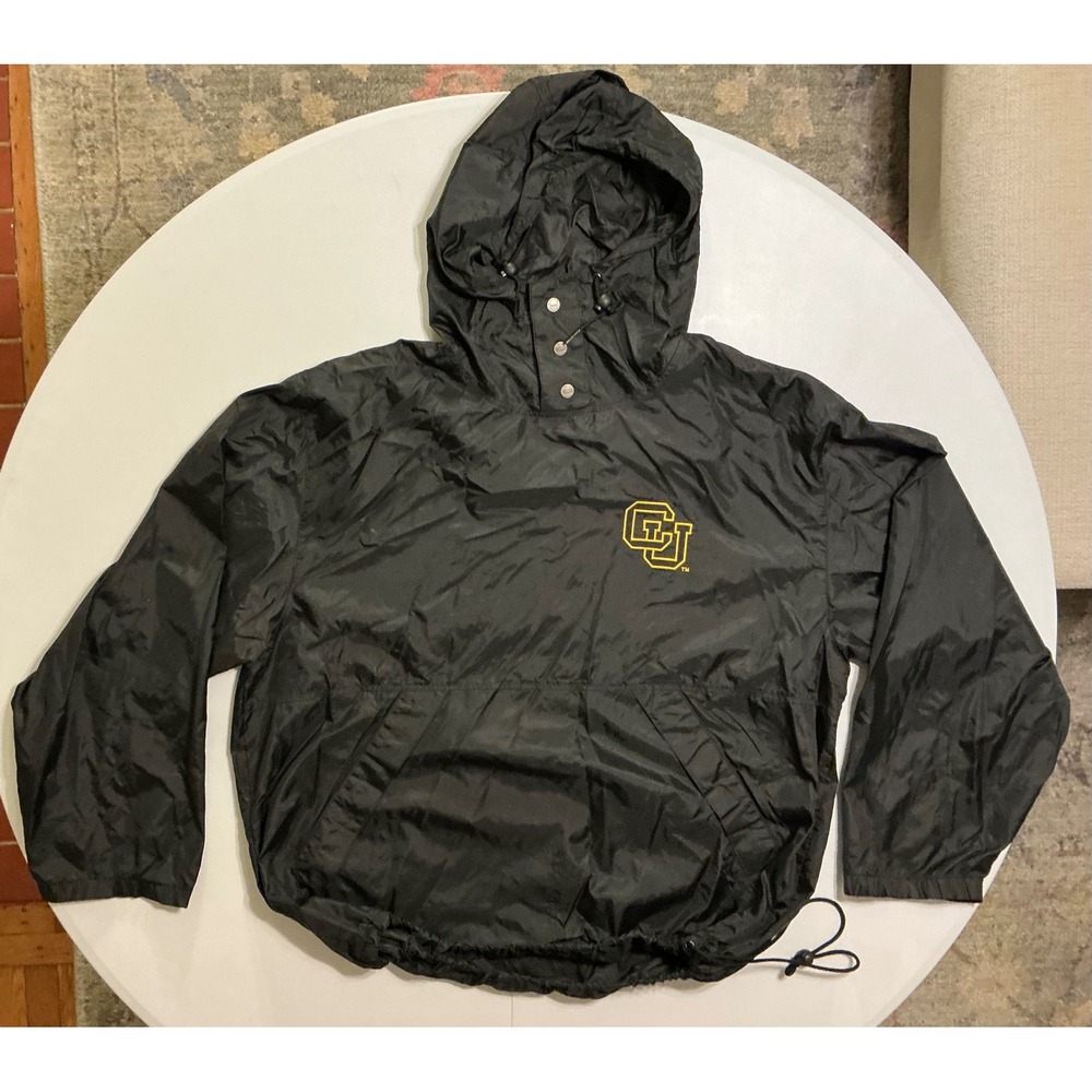 VTG Y2K Colorado Buffaloes Windbreaker Anorak Black Mens 2XL CU Buffs Jacket‎
